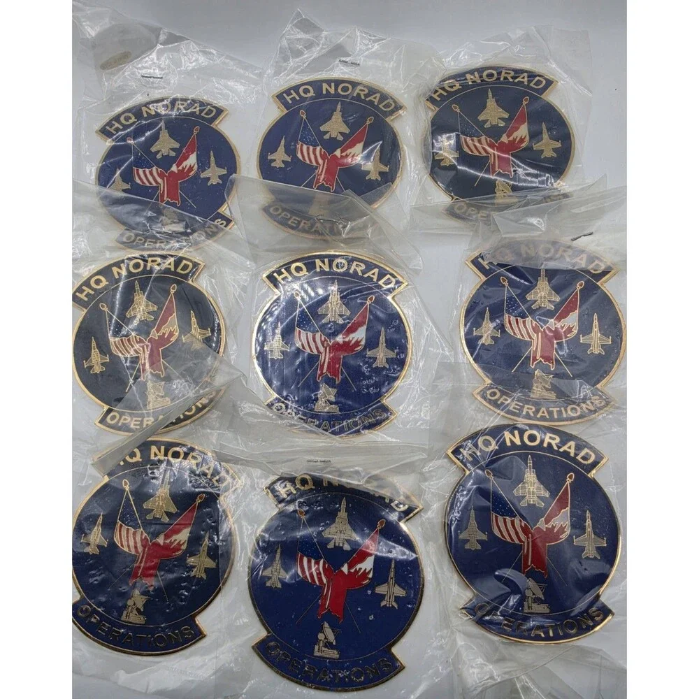 Lot of 9 HQ NORAD Operations Metal Plaques Military Aerospace Command Emblems